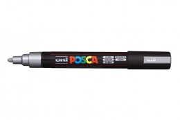 Dekormarker, 1,8-2,5 mm, UNI "Posca PC-5M", ezüst